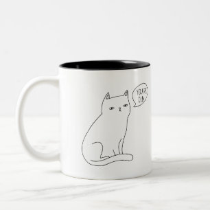 Moderne lustige gelangweilte Katze "Du bist alt" G Zweifarbige Tasse