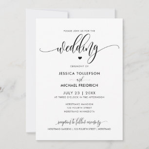Moderne lustige Hochzeitstypografie Kalligrafie Einladung
