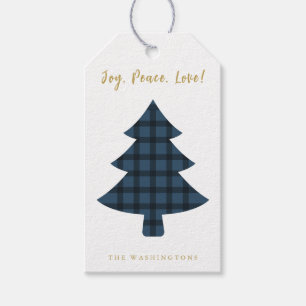 Moderne lustige Navy-Buffalo-Karo-Weihnachtsbaum Geschenkanhänger