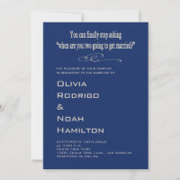 Moderne lustige schwarz-weiße Hochzeitseinladung