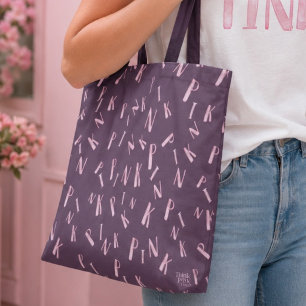 Moderne lustige Wasserfarbe Pflaumenrosa Buchstabe Tasche