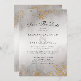 Moderne Luxe Gold Flecks Grau Mist Save the Date