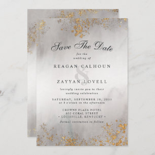 Moderne Luxe Gold Flecks Grau Mist Save the Date