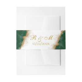 Moderne Luxus Agate Gold & Green Wedding Einladungsbanderole