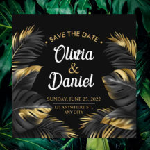 Moderne Luxus-Chic Black and Gold Tropical Palm