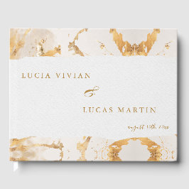 Moderne Luxus Gold Abstrakte Hochzeit Gästebuch