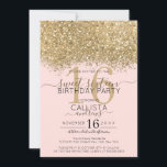 Moderne Luxus Gold Pink Glitzer Confetti Sweet 16 Einladung<br><div class="desc">Das elegante, glamouröse und moderne 16 . Geburtstag Geburtstagsfest lädt zum zeitgenössischen und stilvollen Teenager ein. Es verfügt über ein Imitat gedruckt Gold funkelnd Glitzer Konfetti gesprenkelt Farbblock auf einem einfachen rot rosa Hintergrund mit einer großen Zahl "16" in einem passenden goldenen Ton. Die Rückseite zeigt den gleichen Glitzer, aber...</div>
