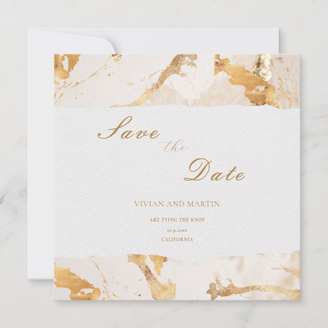 Moderne Luxus Gold Save the Date Abstrakt Einladung (Vorderseite)