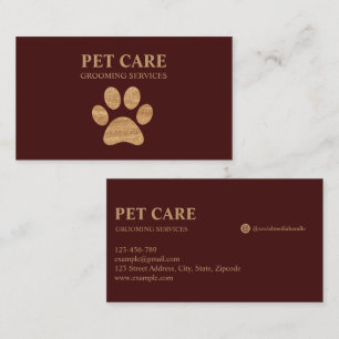Moderne Luxus Golden Paw Pet Grooming Service Rot Visitenkarte