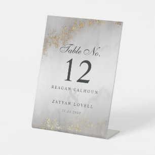 Moderne Luxus-Goldflitter Graue Nebel-Tischnummer Sockelschild