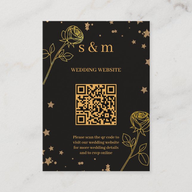Moderne Luxus-Goldfolie-QR-Code-Hochzeitswebsite Begleitkarte (Vorderseite)