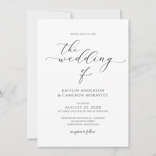 Moderne Luxus Hochzeit Elegante Kalligrafie Script Einladung (Vorderseite)