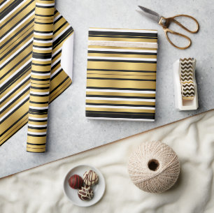 Moderne Luxus mit schwarzen und goldenen Streifen Geschenkpapier