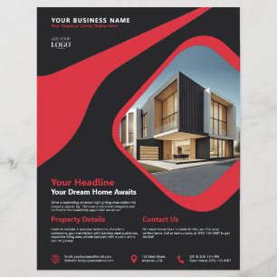 Moderne Luxus Real Anwesen Marketing Schwarz & Rot Flyer