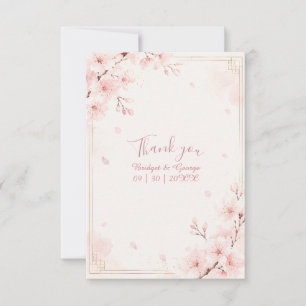 Moderne Luxus-Sakura-Hochzeitsblüte Dankeskarte