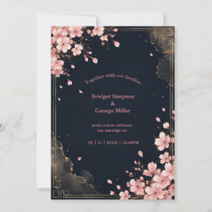Moderne Luxus-Sakura-Hochzeitsblüte Einladung