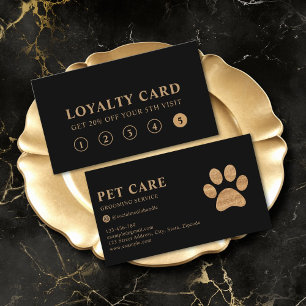 Moderne Luxus Schwarz Gold Pfoten-Treuekarte für H Visitenkarte