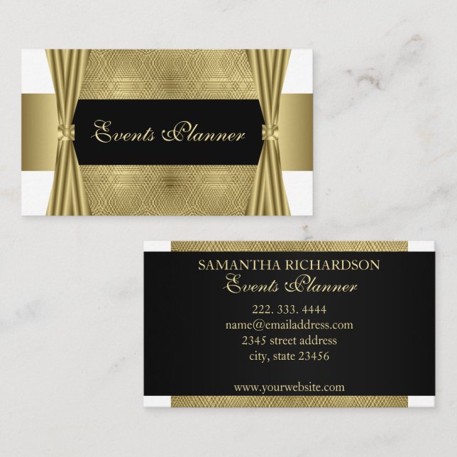 Moderne Luxus Schwarz-weiß und Gold geometrisch Visitenkarte (Vorne/Hinten)
