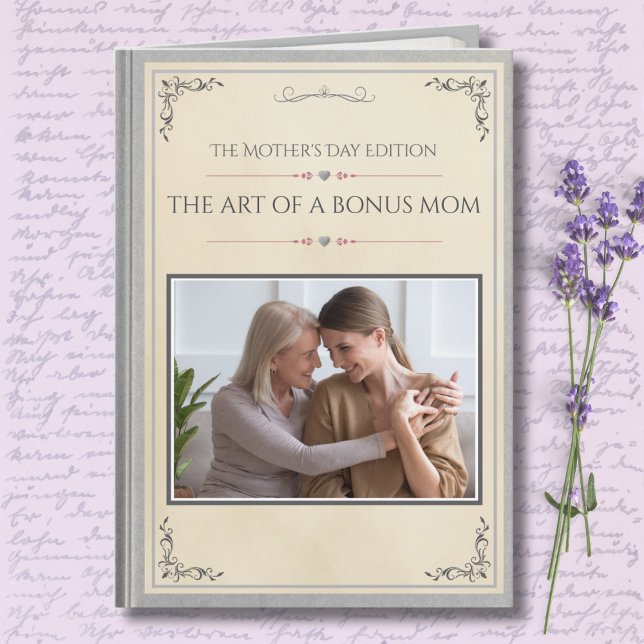 Moderne Luxus-Stiefmutter-Geschichte Buch zum Mutt Karte (Premium Silver Stepmom Mother's Day Card | The Art of a Bonus Mom Modern Storybook Photo Keepsake)