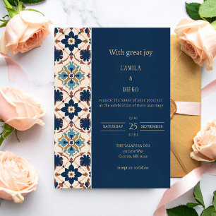 Moderne Luxus-Talavera-Fliesen-Hochzeit Einladung