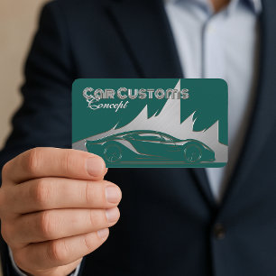 Moderne Luxus Teal Silber gravierte Auto-Ausführun Visitenkarte