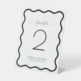Moderne Luxus Wavy Frame Black & White Tischnummer Sockelschild