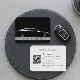 Moderne Luxusauto-Vermietung in Schwarzweiß Visitenkarte