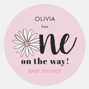 Moderne Mädchen-Baby-Party Daisy Floral Runder Aufkleber