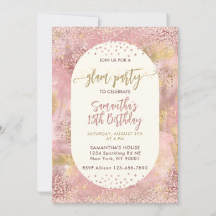 Moderne Mädchen Glam Spa Party Faux Roségold Glitt Einladung