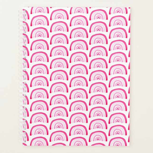 Moderne Mädchen Rosa Regenbogenmuster Planer (Vorderseite)