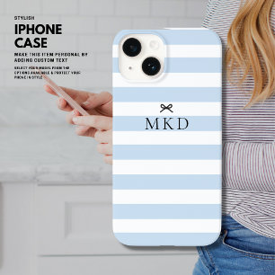 Moderne Mädchen Schön Blau Streifen Schwarz Bogen  iPhone 14 Hülle