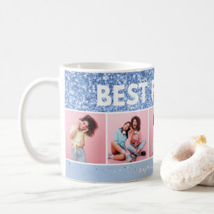 Moderne mädchenhafte Foto Drehbuch Blau Glitzer Be Kaffeetasse