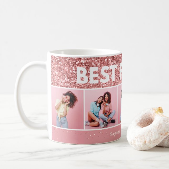 Moderne mädchenhafte Foto Drehbuch Rosa Glitzer Be Kaffeetasse (Mit Donut)