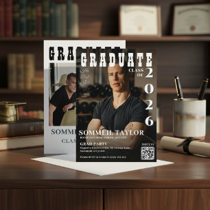Moderne Magazin-Cover-Foto QR-Code für männliche Einladung