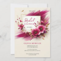 Moderne Magenta Blume Goldrahmen Bridal