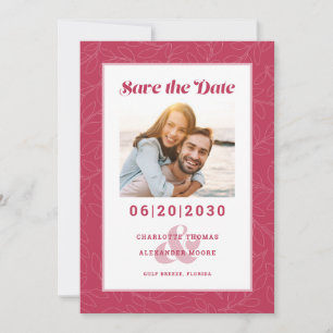 Moderne Magenta-rote Muster Save-the-Date-Foto Save The Date