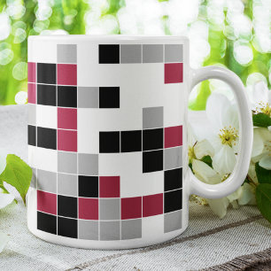 Moderne Magenta-Schwarz-Graue Geometrie Kaffeetasse