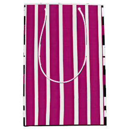 Moderne Magenta Schwarz-weiße, fette Streifen Mittlere Geschenktüte