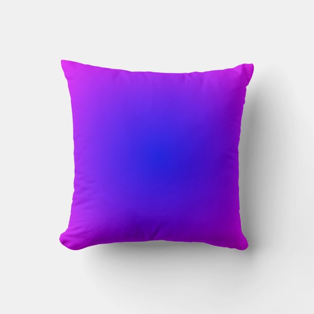 Moderne Magenta und helle blaue Radialgradient Kissen (Vorderseite)