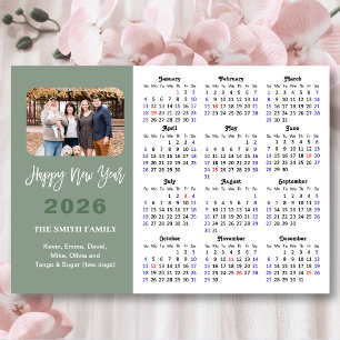 Moderne Magic Green 2026 Kalenderfamilie Magnetic Magnetkarte
