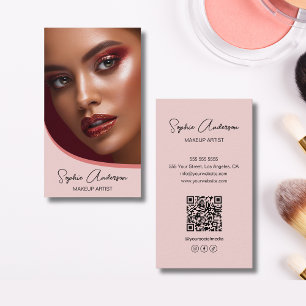 Moderne Make-up-Artist-Foto-QR-Pink Visitenkarte