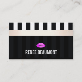Moderne Makeup Artist Rosa Lippen Streifen Visitenkarte