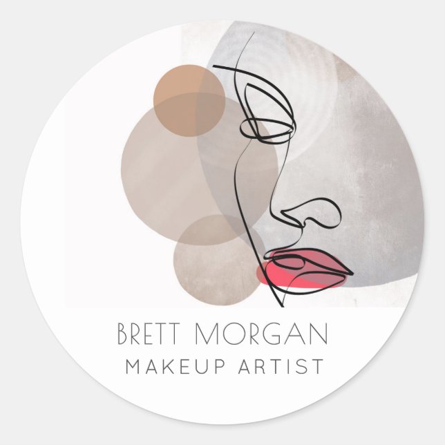Moderne Makeup Artist Square Business Card Runder Aufkleber (Vorderseite)
