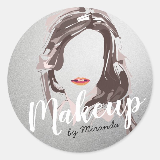 Moderne Makeup Artist und Friseur Schönheitssalon Runder Aufkleber (Vorderseite)