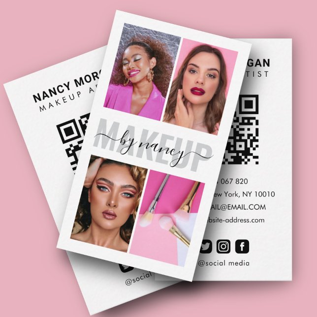 Moderne Makeup-Kalligraphie-Script-FotoCollage Visitenkarte (Von Creator hochgeladen)