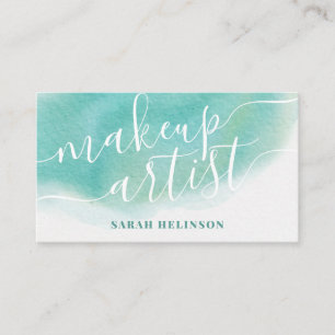 Moderne Makeup-Künstler aquamarine Aquarelltypogr Visitenkarte
