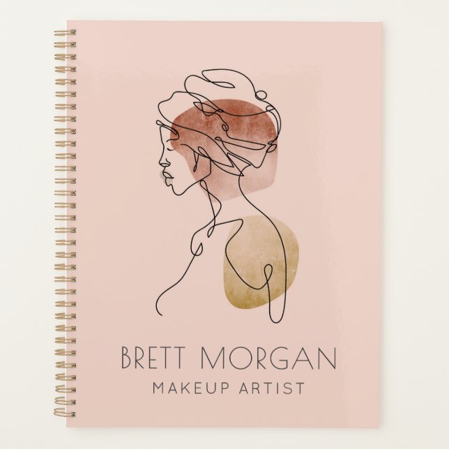 Moderne Makeup-Künstlerin blush Pink Business Planer (Vorderseite)