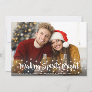 Moderne MAKING SPIRITS BRIGHT-Schrift Lichterkette Feiertagskarte