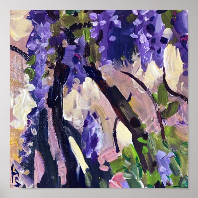Moderne Malerei blühende Wisteria Poster (Vorne)