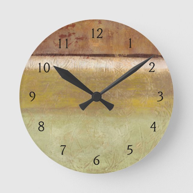 Moderne Malerei in Earth Tones von Norman Wyatt Runde Wanduhr (Vorderseite)